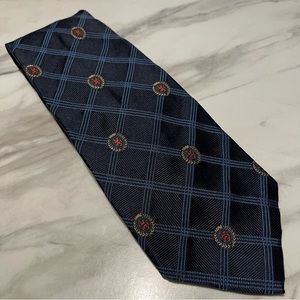 Tommy Hilfiger 100% Silk Blue Plaid Tie w Crest